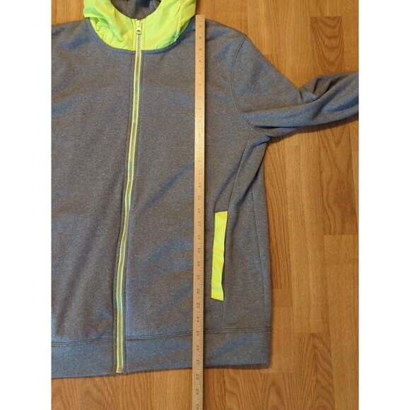 Layer 8 Sweatshirt Hoodie Mens Medium Gray Yellow Full Zip Active Long Sleeve - Picture 8 of 10